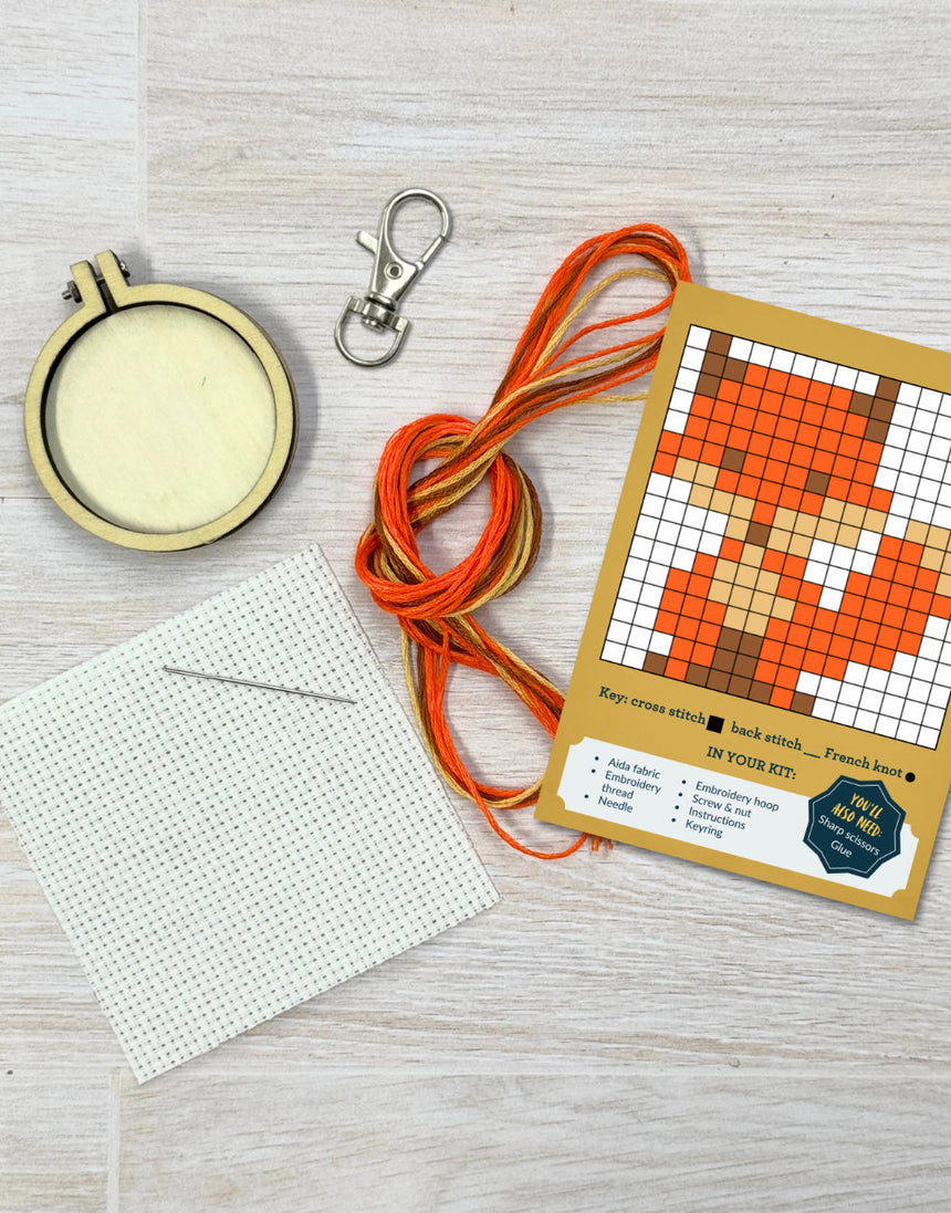 For Fox Sake! Mini Matchbox Cross Stitch Kit, Crafty Kit Company