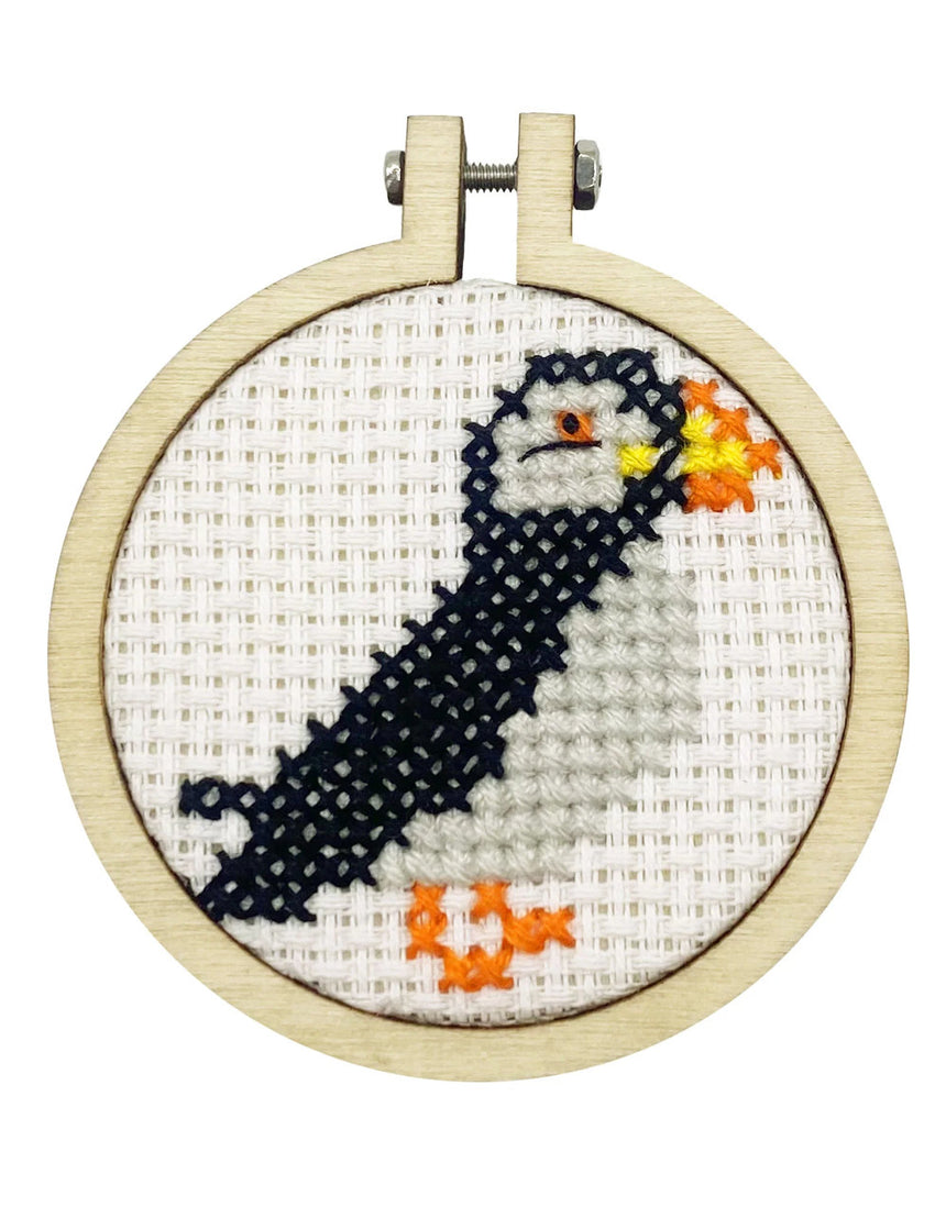 I Puffin Love You! Mini Matchbox Cross Stitch Kit, Crafty Kit Company