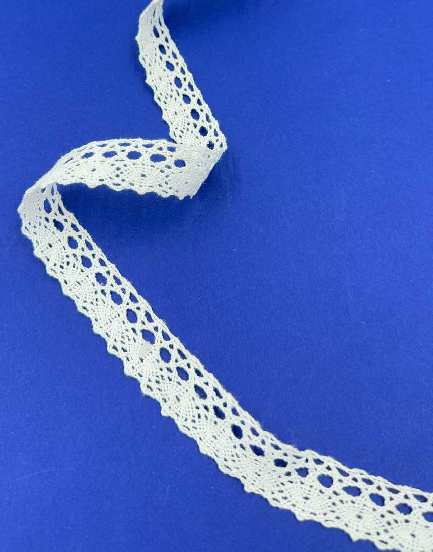 White Dentelle Cotton Lace Trim, 18mm