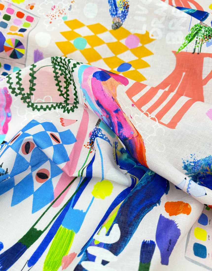 Large Scale - The Artist's Way Cotton Linen Fabric, Doops Designs