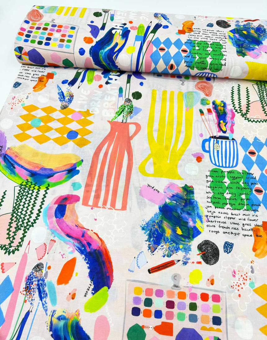 Large Scale - The Artist's Way Cotton Linen Fabric, Doops Designs