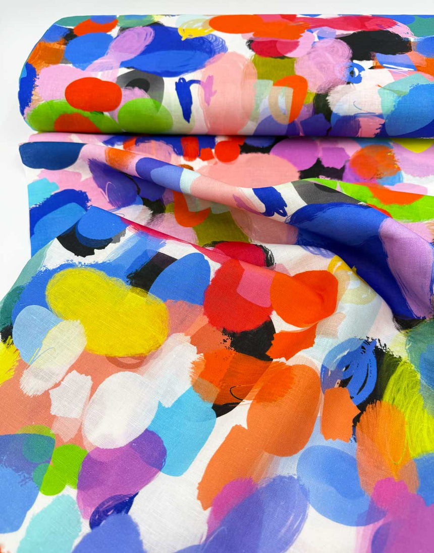 Colour Splat Cotton Linen Fabric, Doops Designs