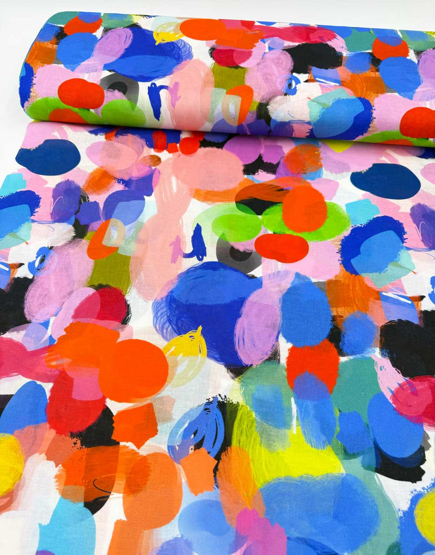 Colour Splat Cotton Linen Fabric, Doops Designs