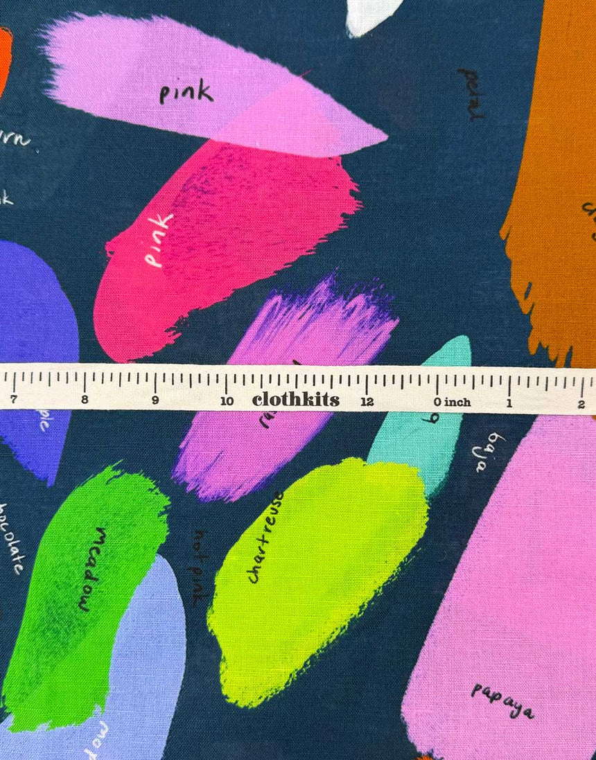 Dark Colour Palette Large Scale Cotton Linen Fabric, Doops Designs