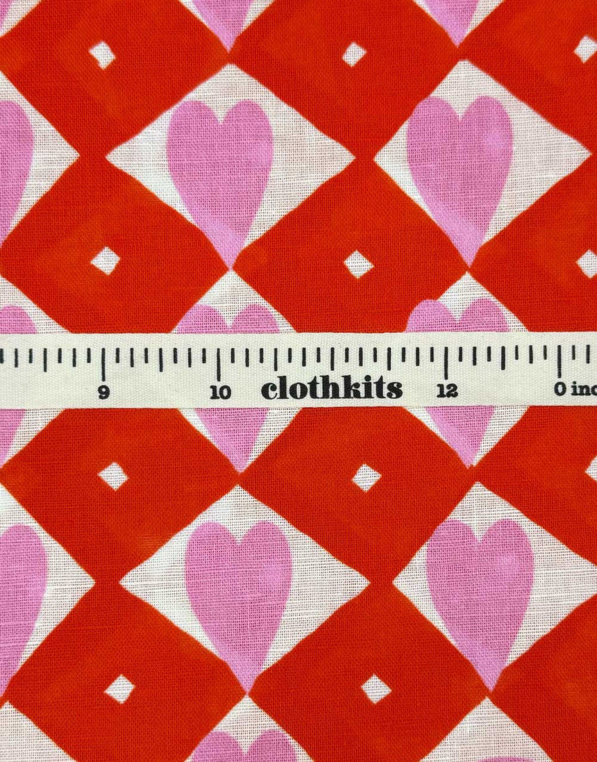 Love Bite Diamond Heart Cotton Linen Fabric, Doops Designs