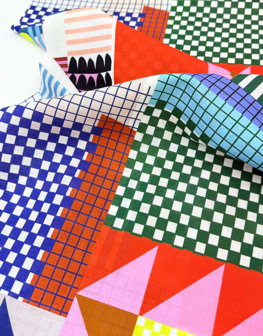 Lumo Patchwork Cotton Linen Fabric, Doops Designs