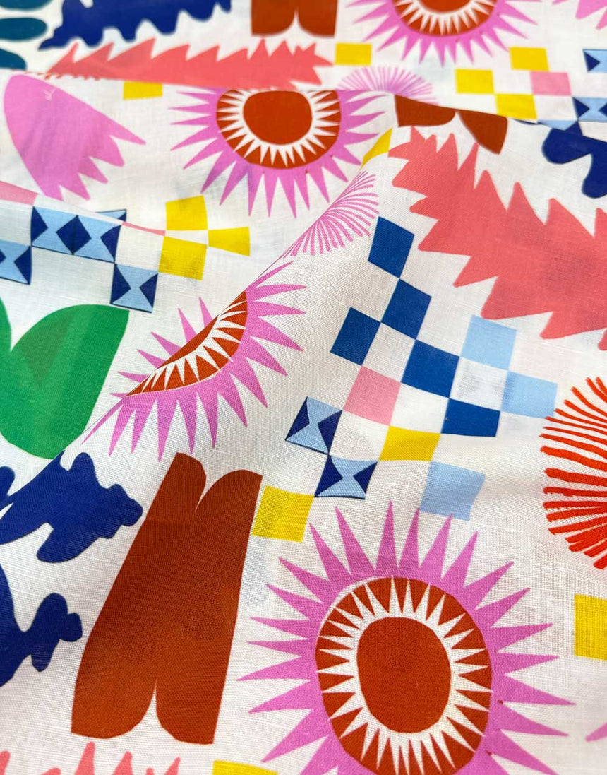 Plant Bomb Cotton Linen Fabric, Doops Designs