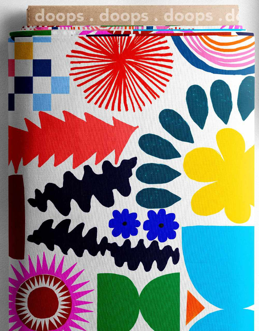 Plant Bomb Cotton Linen Fabric, Doops Designs