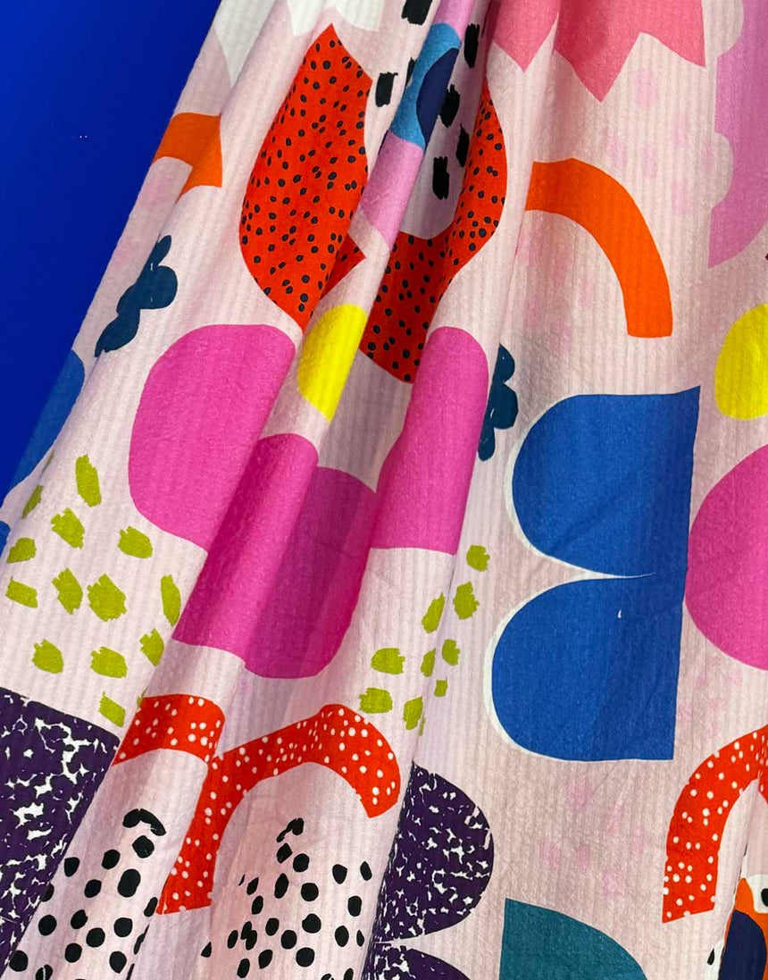 Remnant 1.1m - Peach Kooki Cotton Seersucker Fabric, Doops Designs