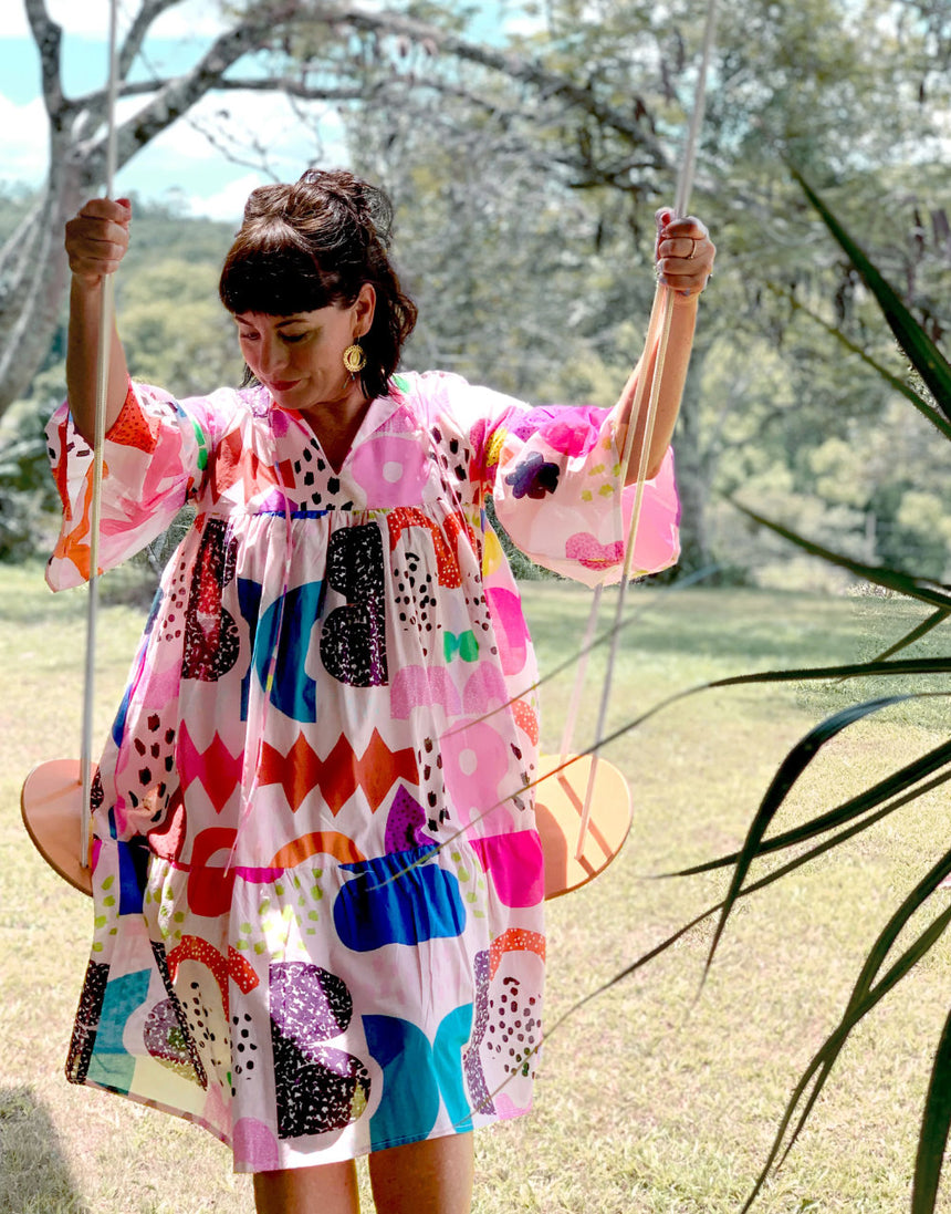 Peach Kooki Cotton Seersucker Fabric, Doops Designs