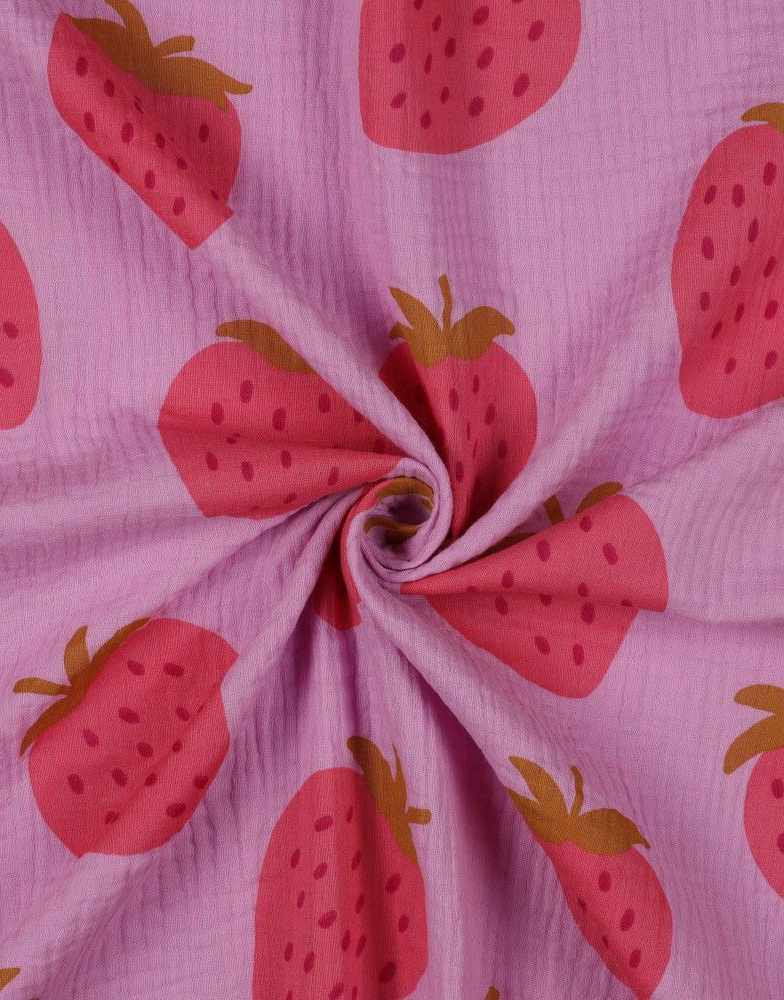Remnant 1.5m - Pink Strawberry Double Gauze Fabric – Clothkits