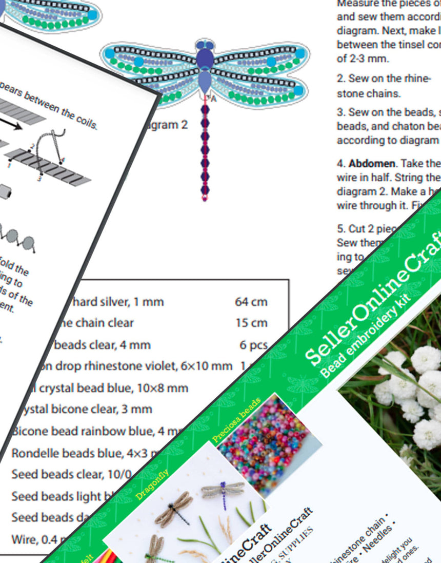 Dragonfly Beaded Embroidery Brooch Kit