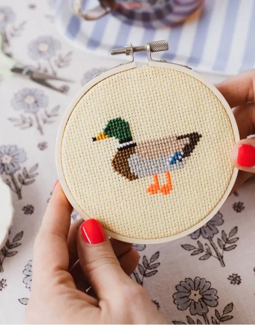 Duck Cross Stitch Kit for Beginners, Cotton Clara