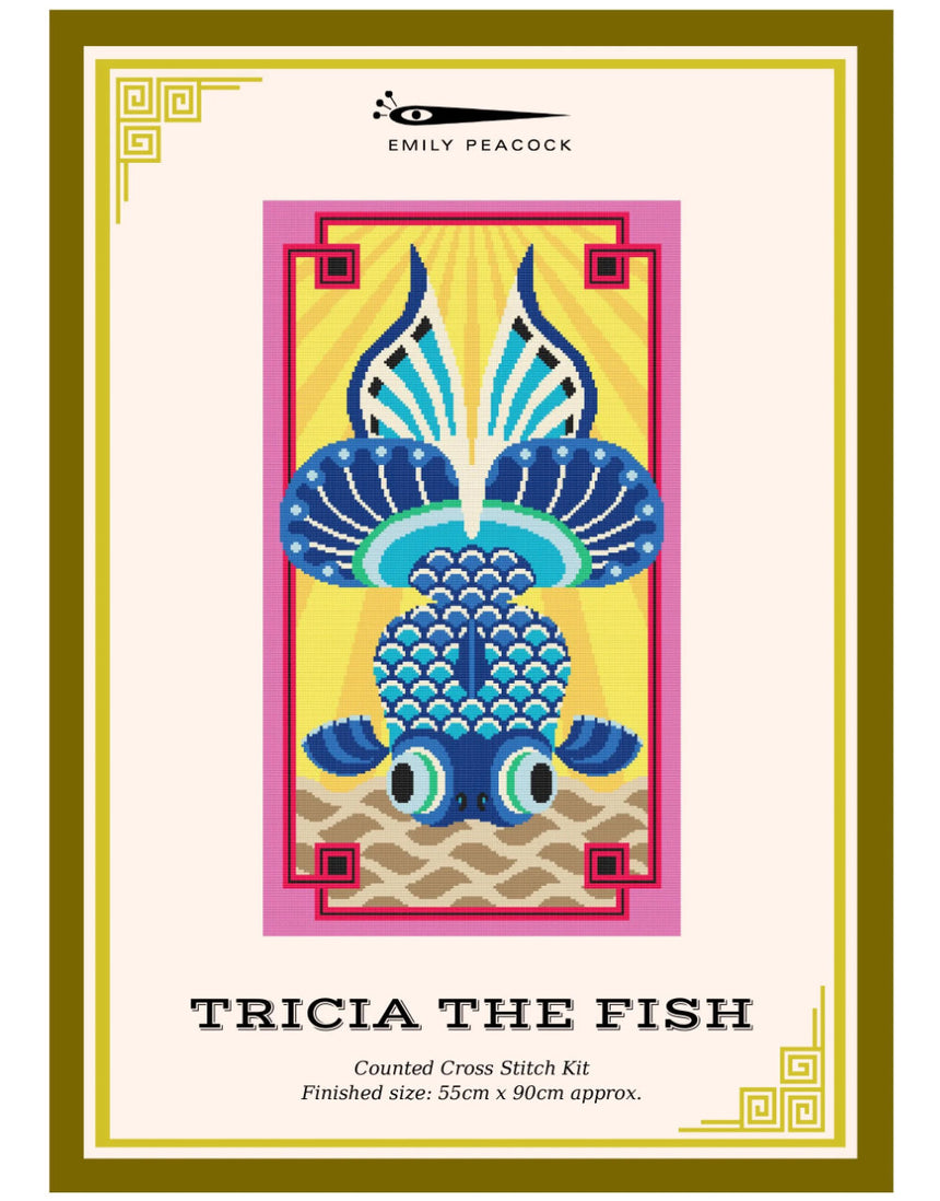 Tricia the Fish Giant Wall Hanging Counted Cross Stitch Kit, Emily Peacock