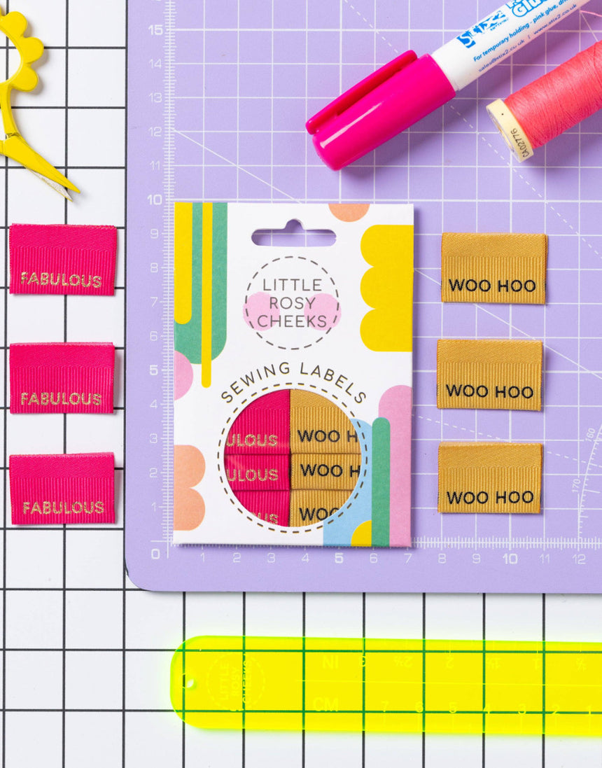 Fabulous / Woohoo, Woven Sewing Labels - Pack of 6