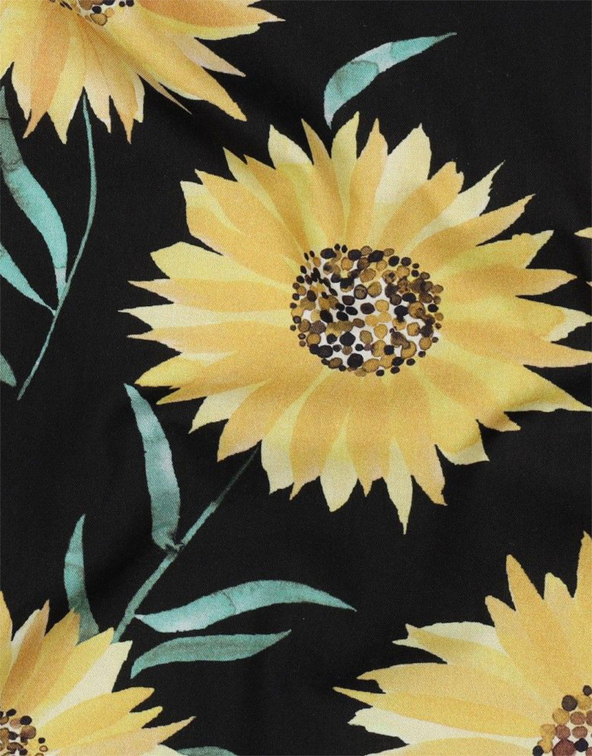 Black Sunflower Fine Cotton Poplin Fabric