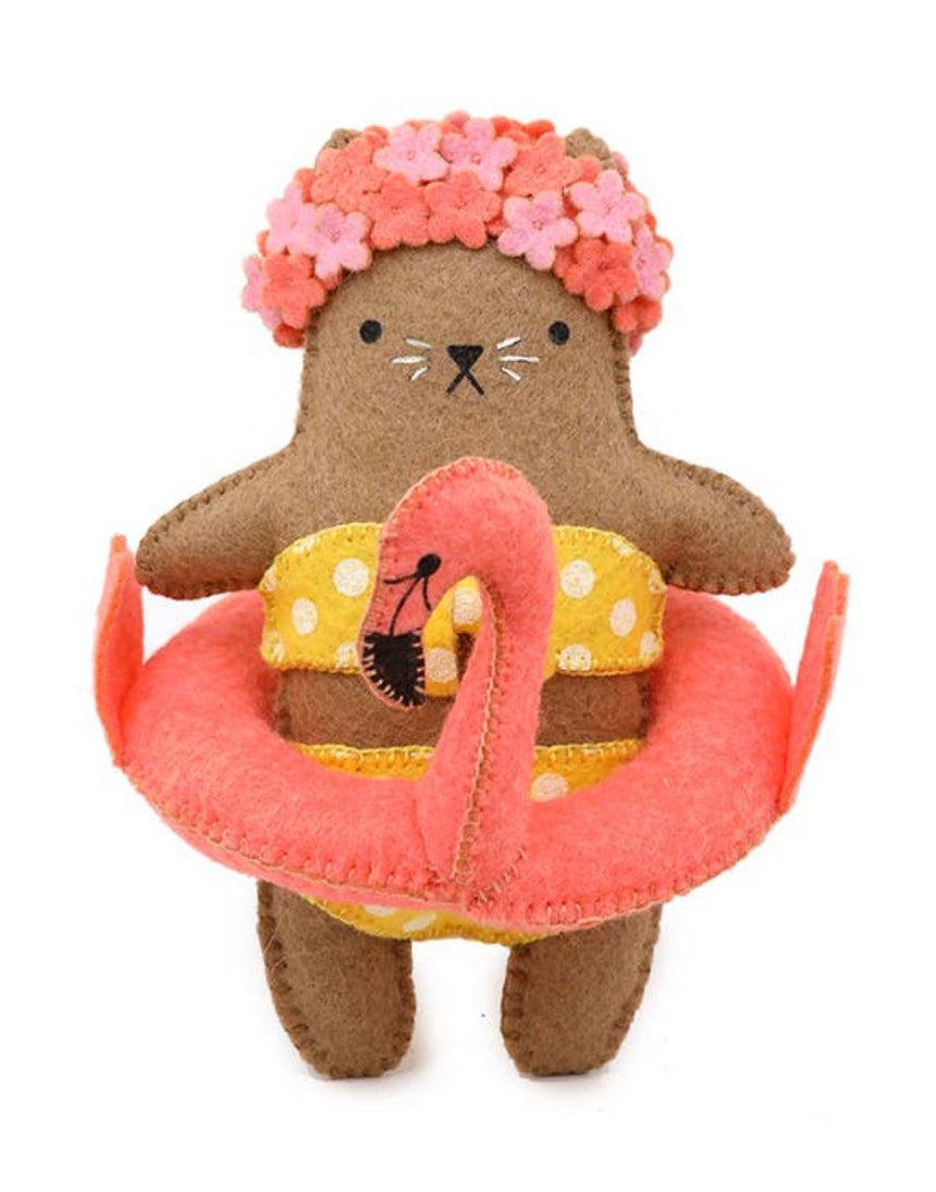 Flamingo Cat Felt Doll Kit, Kiriki Press