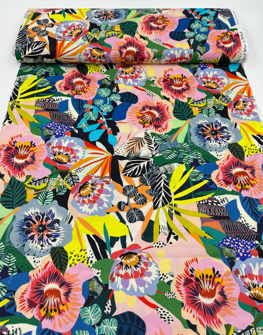 Summer Garden Cotton Fabric, Vibrant Botanica by Kitty McCall
