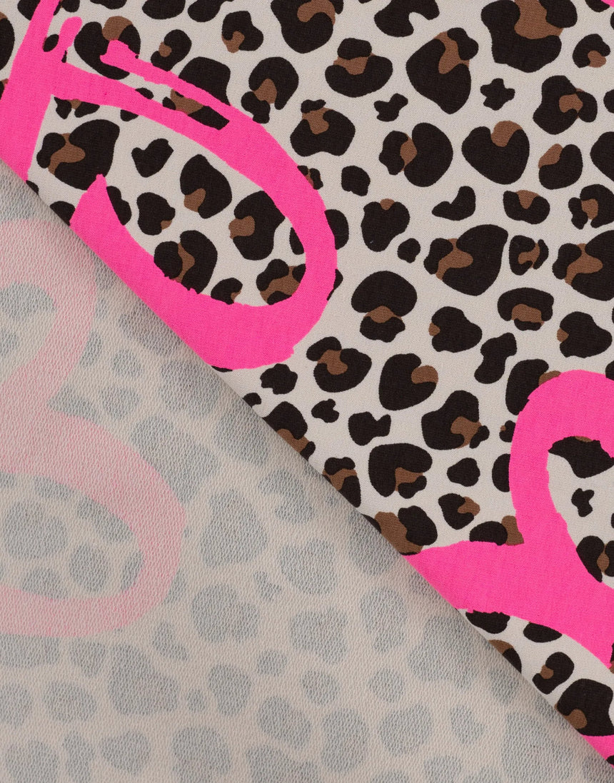 Neon Love Leopard French Terry Fabric