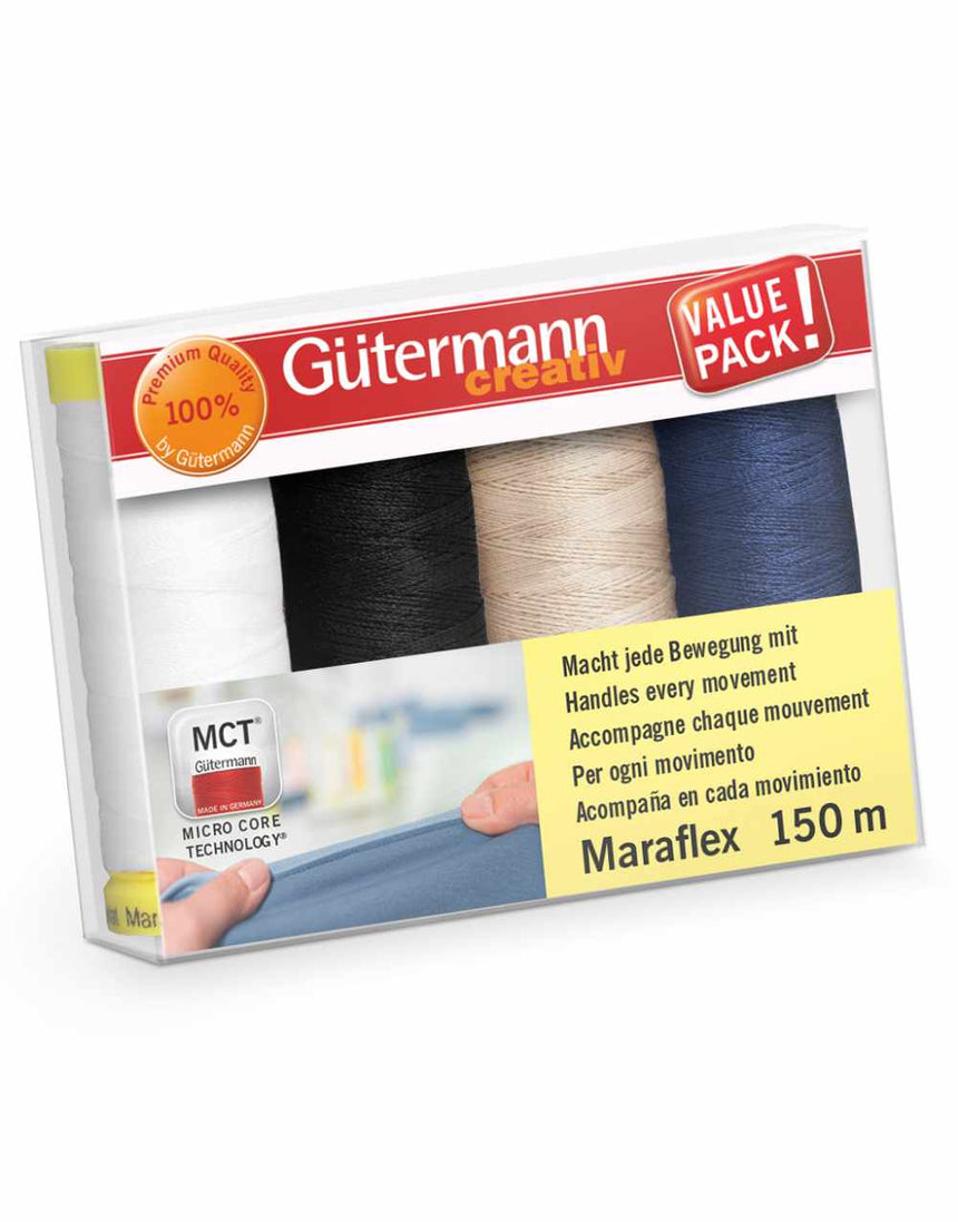 Gutermann Maraflex Elastic Thread Set - 4 x 150m Basic Colours