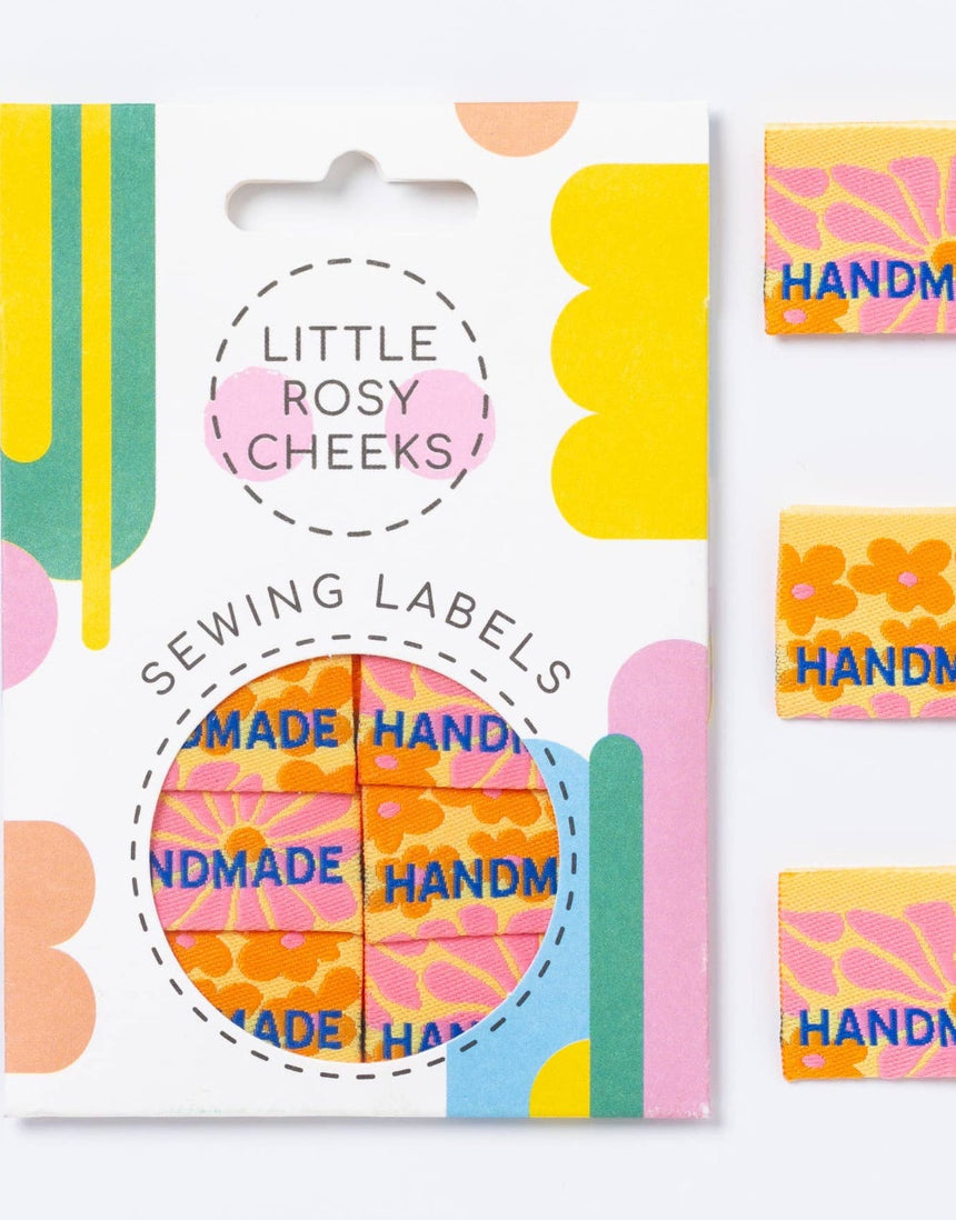 Handmade Flower Power, Woven Sewing Labels - Pack of 6