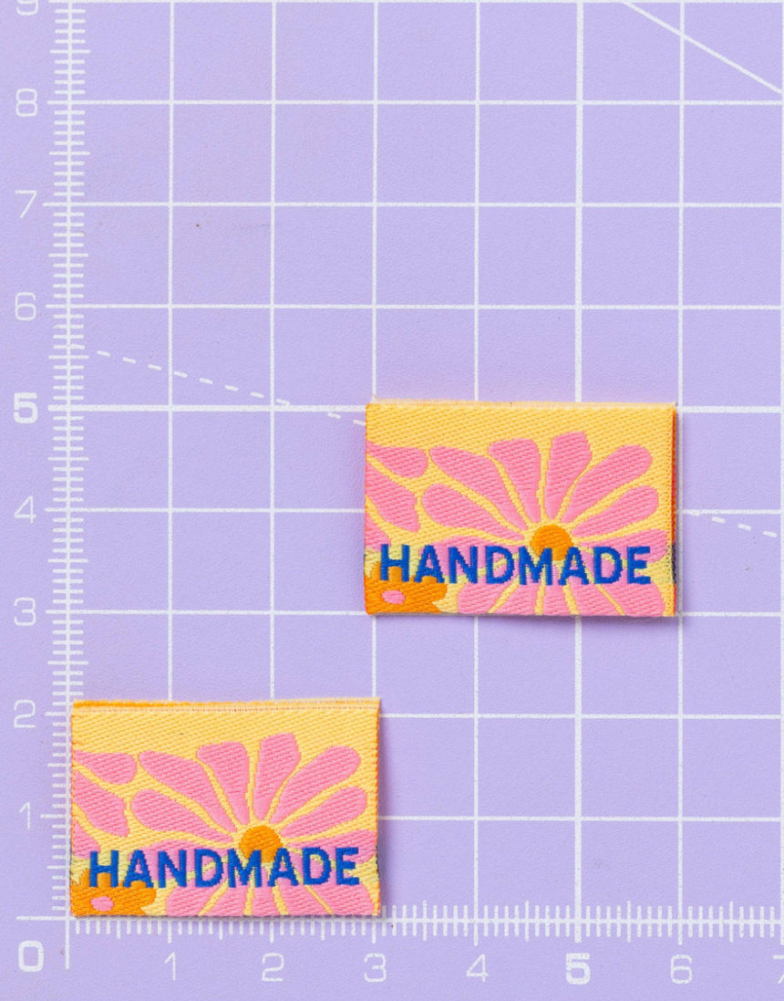 Handmade Flower Power, Woven Sewing Labels - Pack of 6