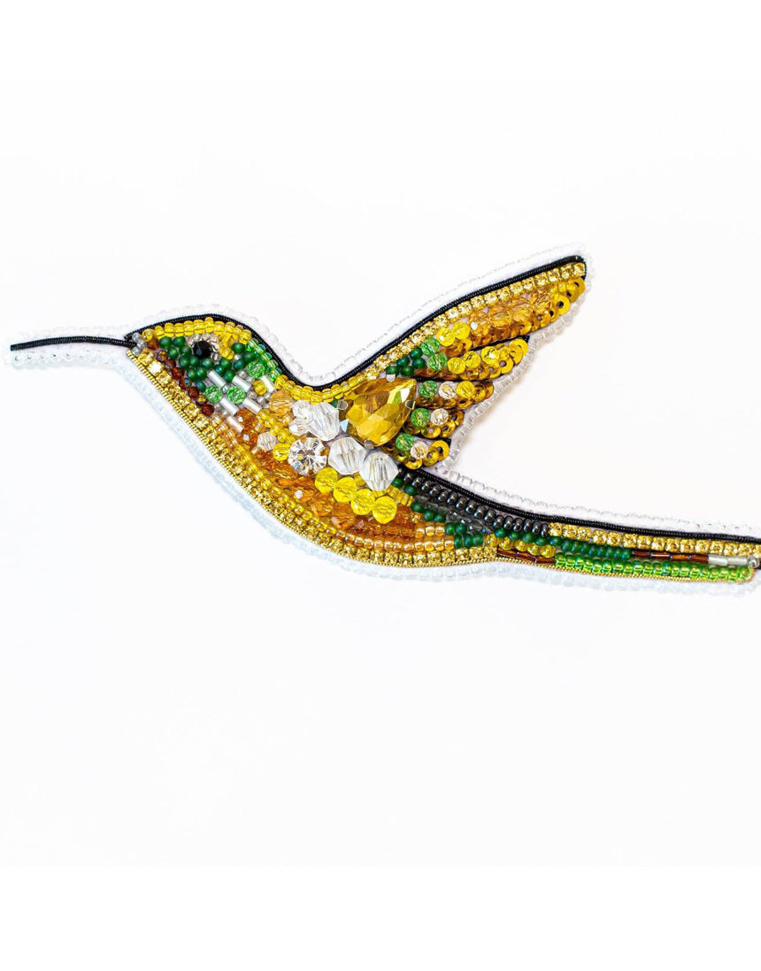 Hummingbird Beaded Embroidery Brooch Kit, Set of 3