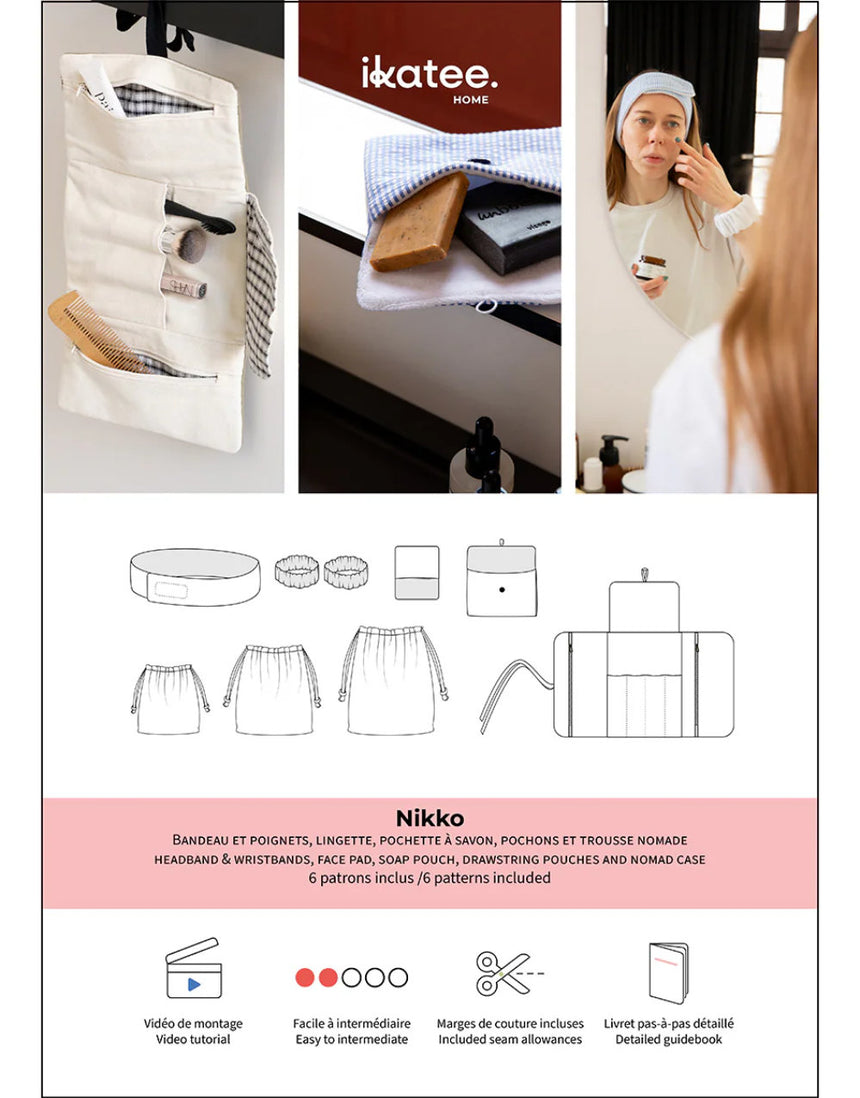 Nikko Bathroom Accessories Set Sewing Pattern, Ikatee