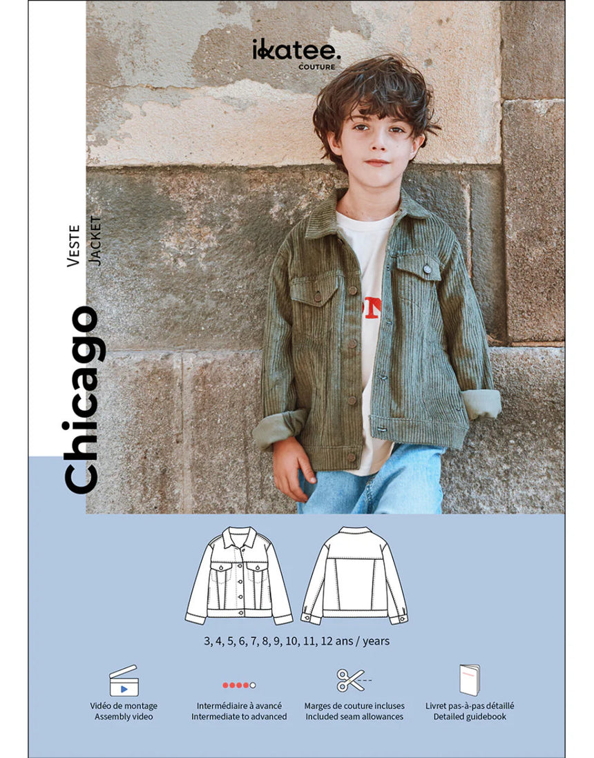 Chicago Kid's Jacket Sewing Pattern (3y - 12y), Ikatee