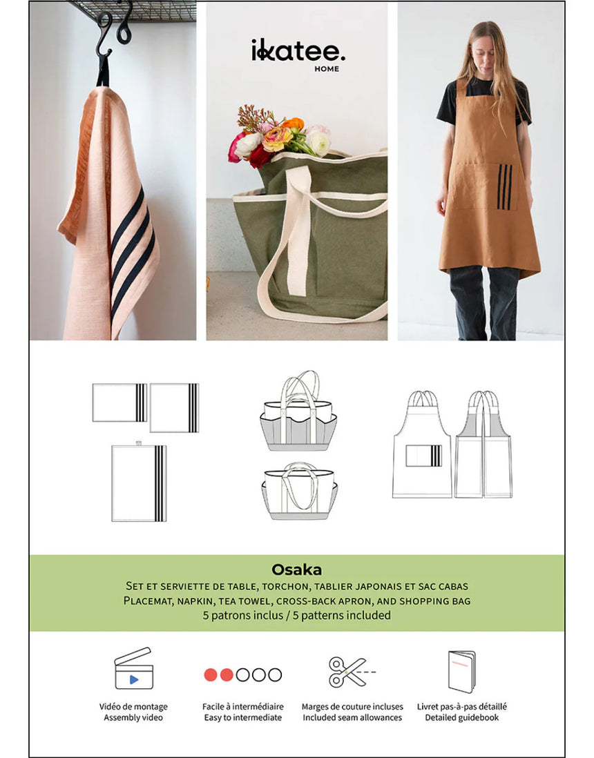 Osaka Kitchen Accessories Set Sewing Pattern, Ikatee