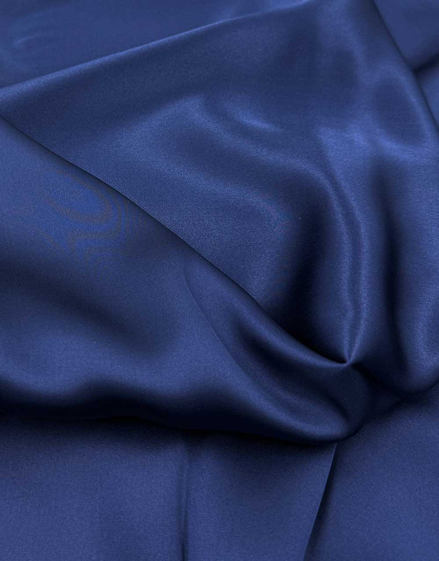Italian Silk Satin Fabric, Navy Blue