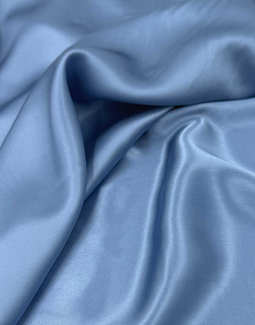 Italian Silk Satin Fabric, Smokey Blue