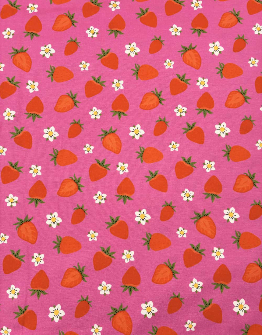 Strawberry Picnic Cotton Jersey Fabric