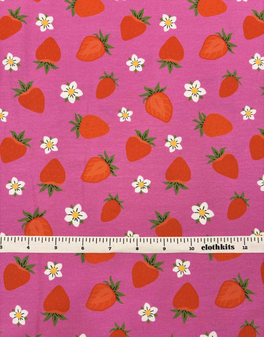 Strawberry Picnic Cotton Jersey Fabric