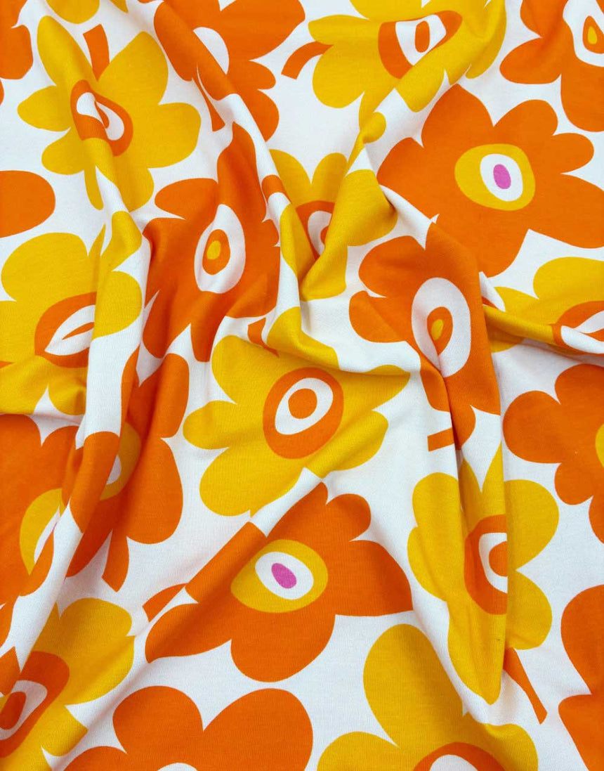 Sunburst Bloom Cotton Jersey Fabric