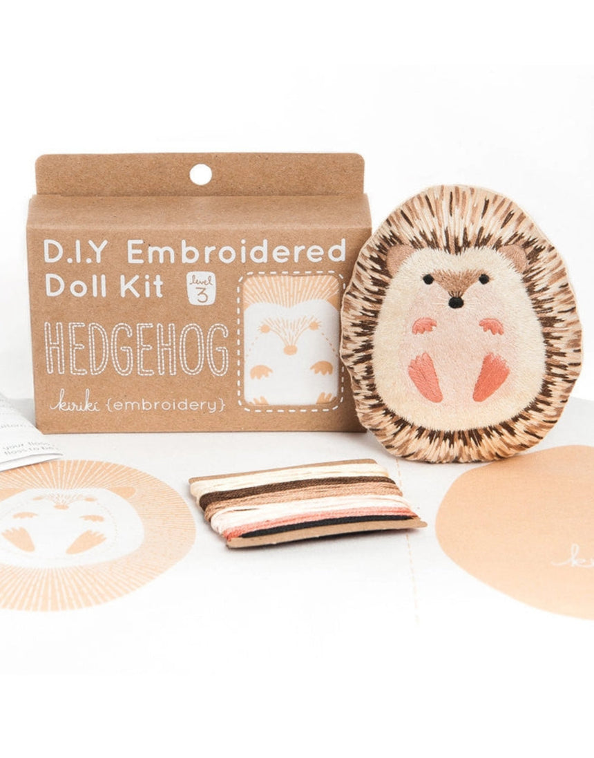 Hedgehog Embroidered Doll Kit, Kiriki Press