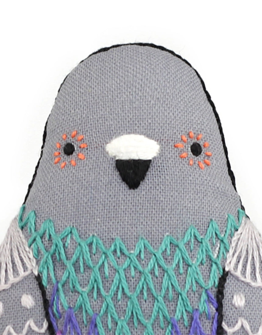 Pigeon Embroidered Doll Kit, Kiriki Press