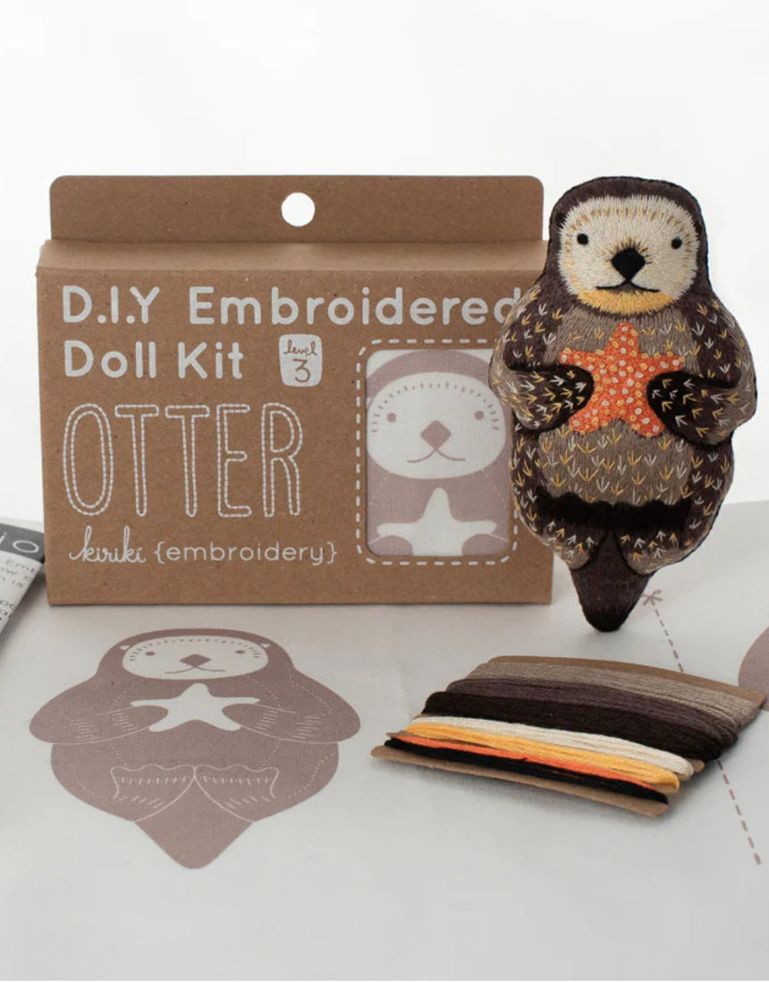 Otter Embroidered Doll Kit, Kiriki Press