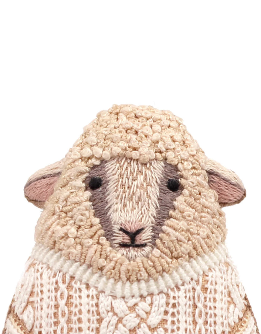 Sheep Embroidered Doll Kit, Kiriki Press