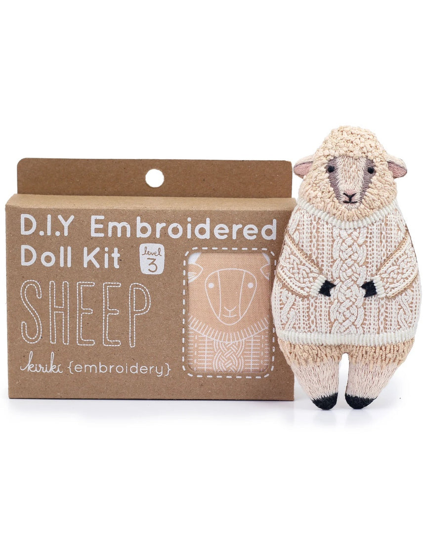 Sheep Embroidered Doll Kit, Kiriki Press