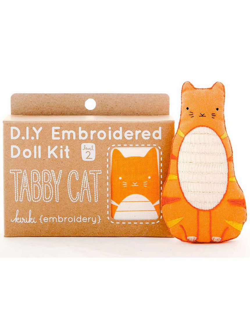 Tabby Cat Embroidered Doll Kit, Kiriki Press