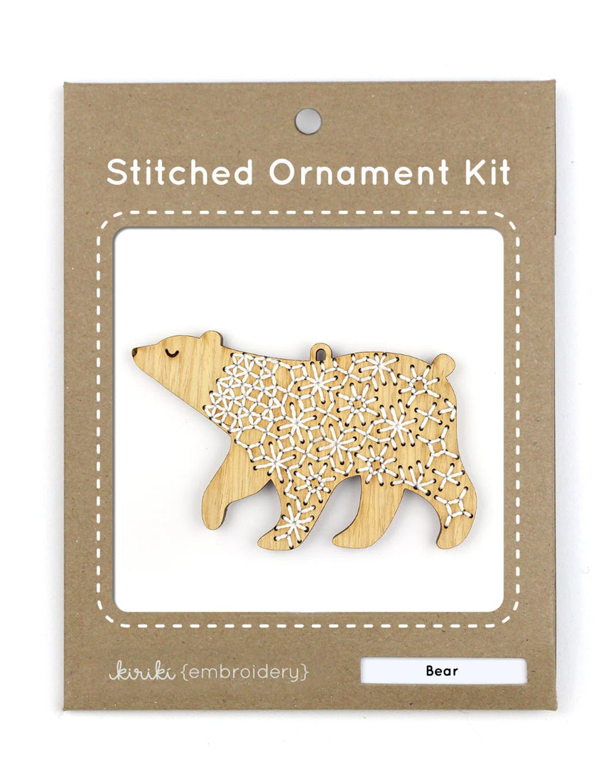 Bear Stitched Oak Ornament Kit, Kiriki Press