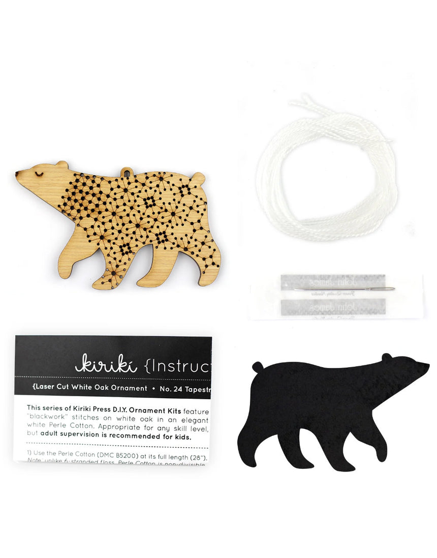 Bear Stitched Oak Ornament Kit, Kiriki Press