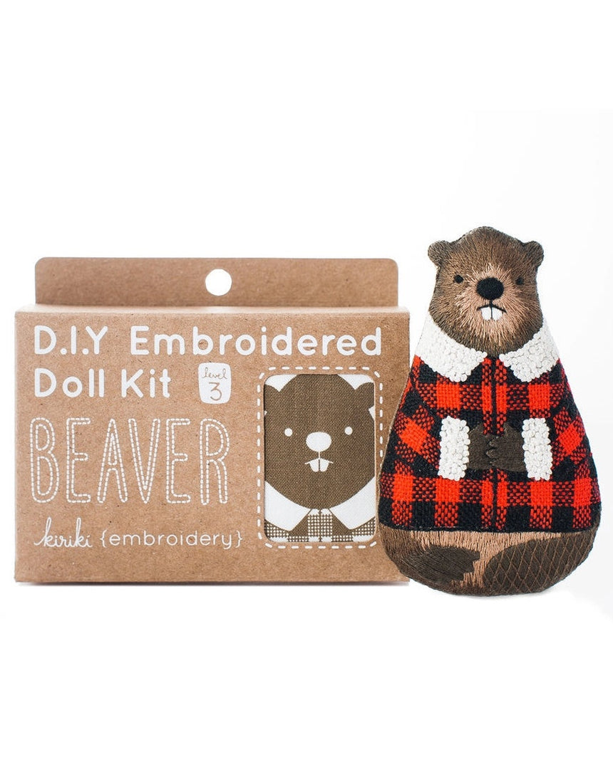 Beaver Embroidered Doll Kit, Kiriki Press