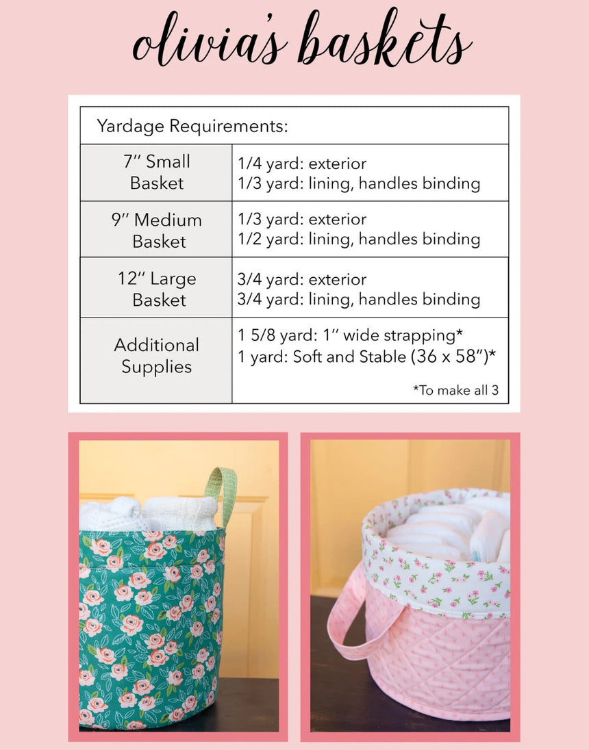 Olivia's Baskets Sewing Pattern, Knot + Thread Design