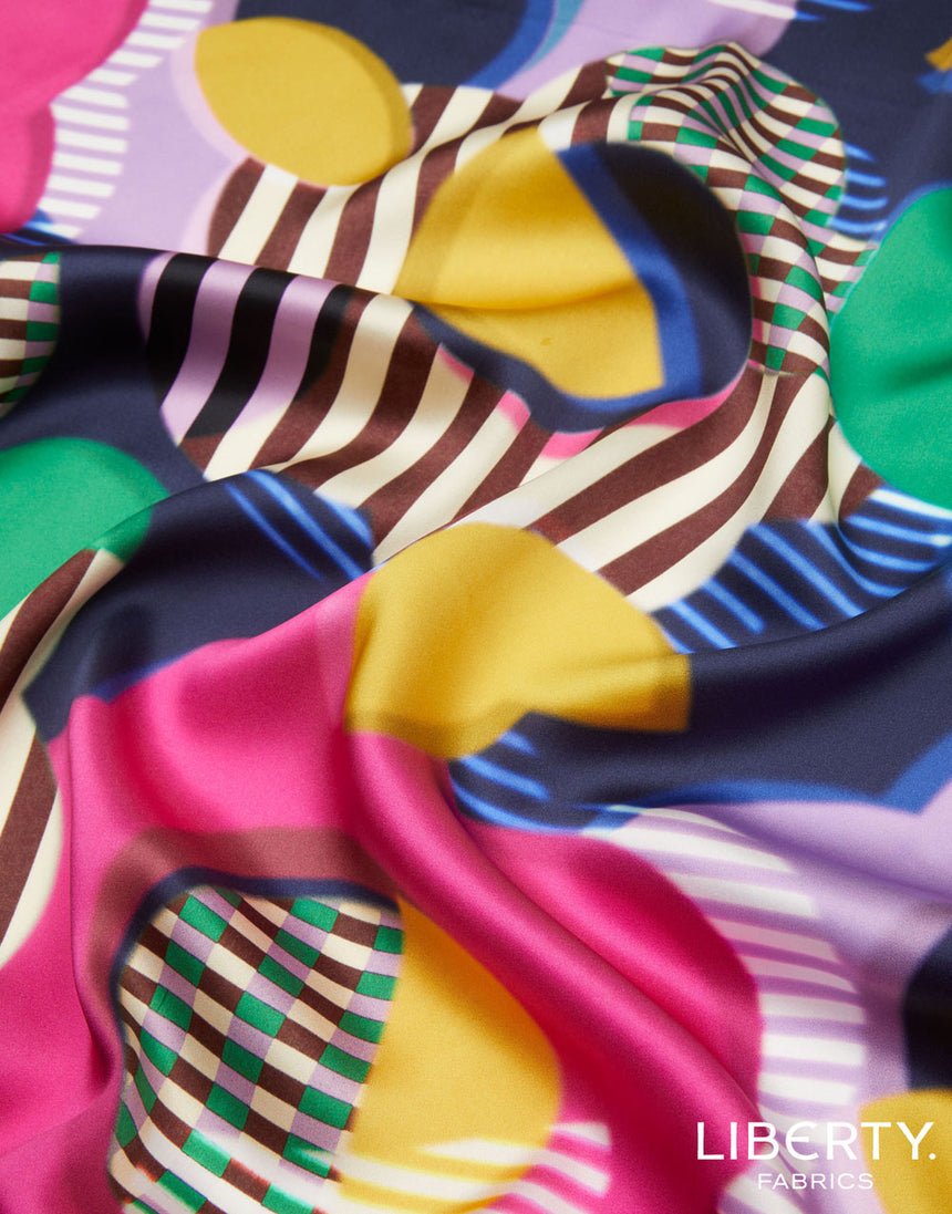 Liberty Fabrics Belgravia Silk Satin Fabric, Style Memphis A