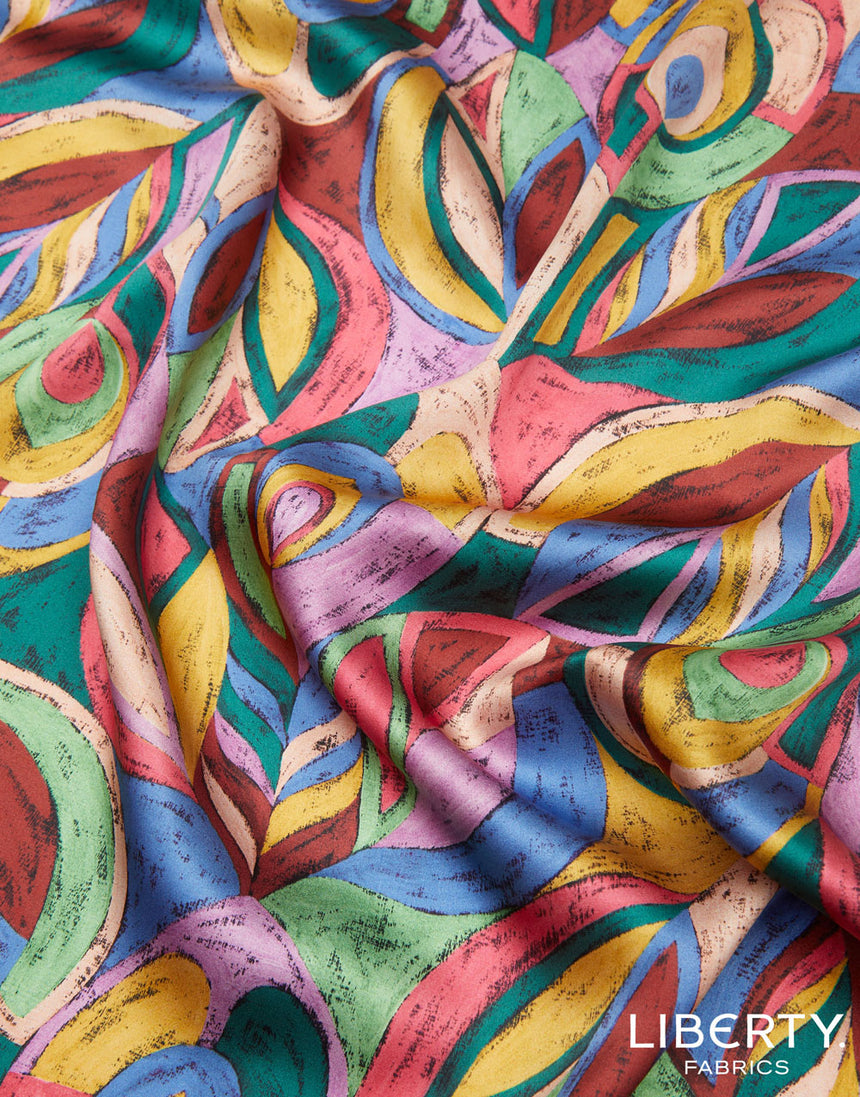 Liberty Fabrics Belgravia Silk Satin Fabric, Pastel Peacock B