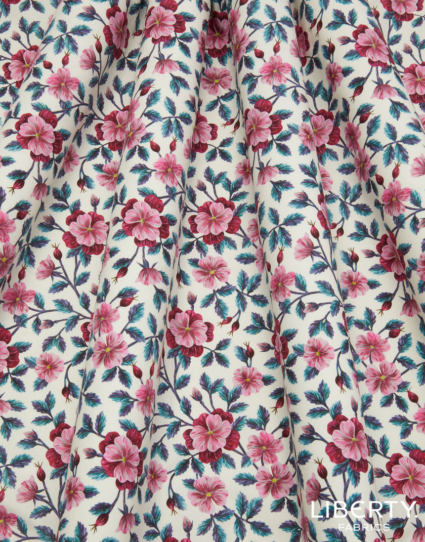 Liberty Cotton Poplin Fabric, Embroidered Vine A