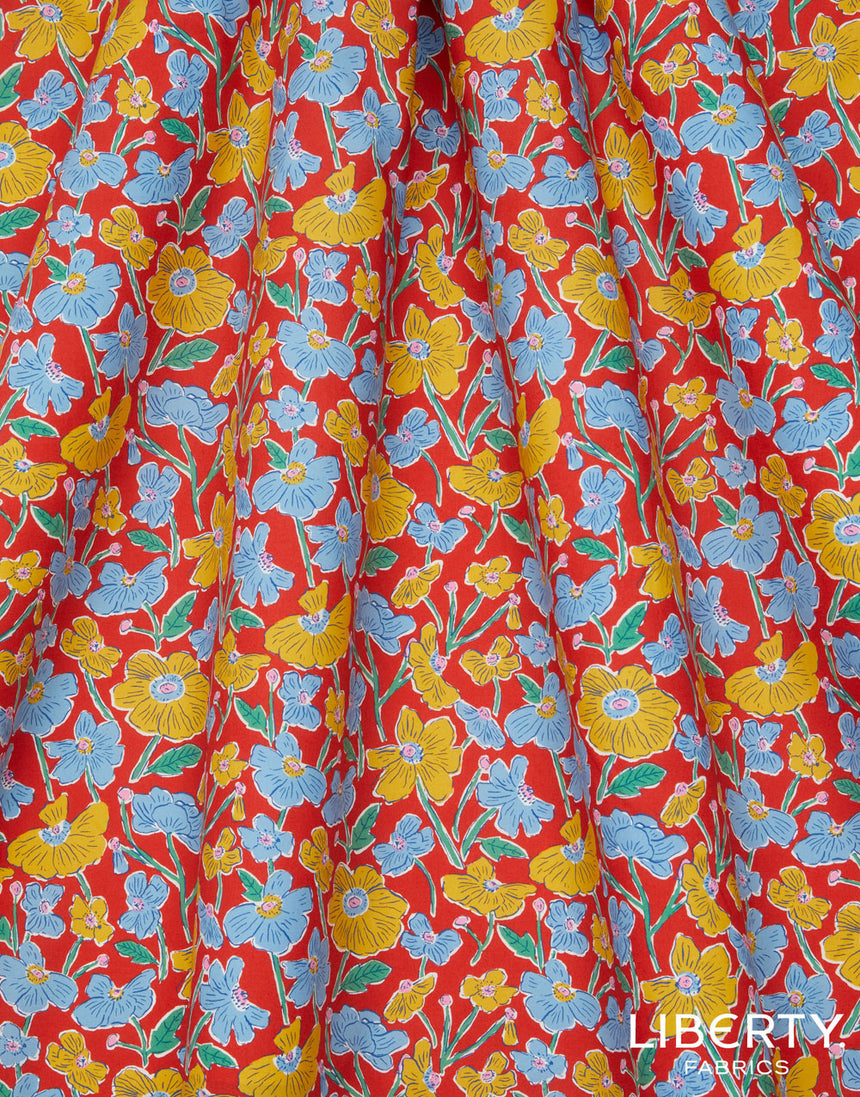 Liberty Cotton Poplin Fabric, Louie's Meadow B