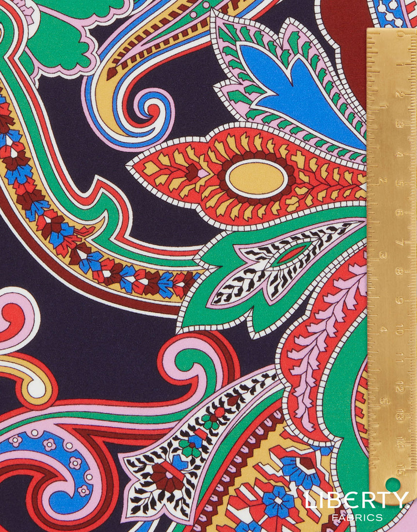 Liberty Fabrics Kensington Crepe de Chine Fabric, Paisley Fanfare C